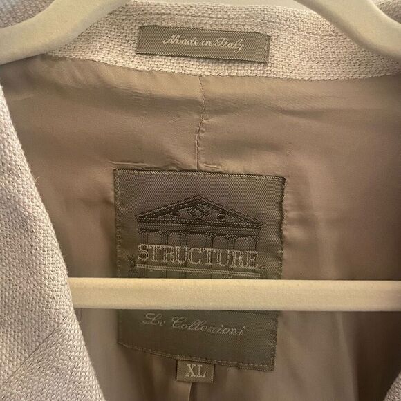 Vtg Structure Tan Khaki Linen Cotton Blend Blazer Jacket Sport Coat Men’s Sz XL - Picture 2 of 6